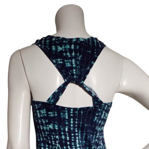 H Halston Studio XS Blue Tie Dye Sleeveless Maxi Dress 100% Cotton - Picture 4 of 8